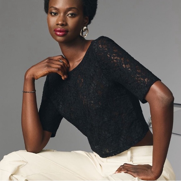 Anthropologie Tops - ✨ Anthropologie Lace Boatneck Top Sz L